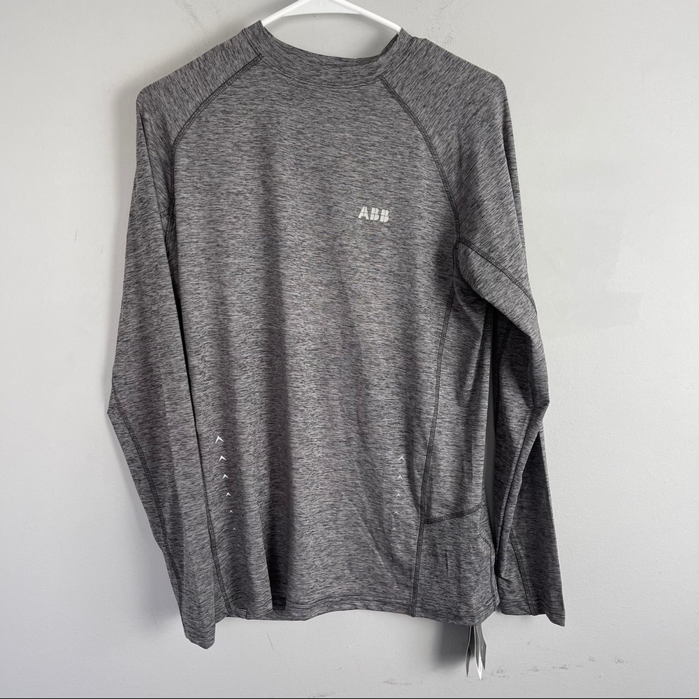 NWT FOSSA athletic jersey knit top grey space dye